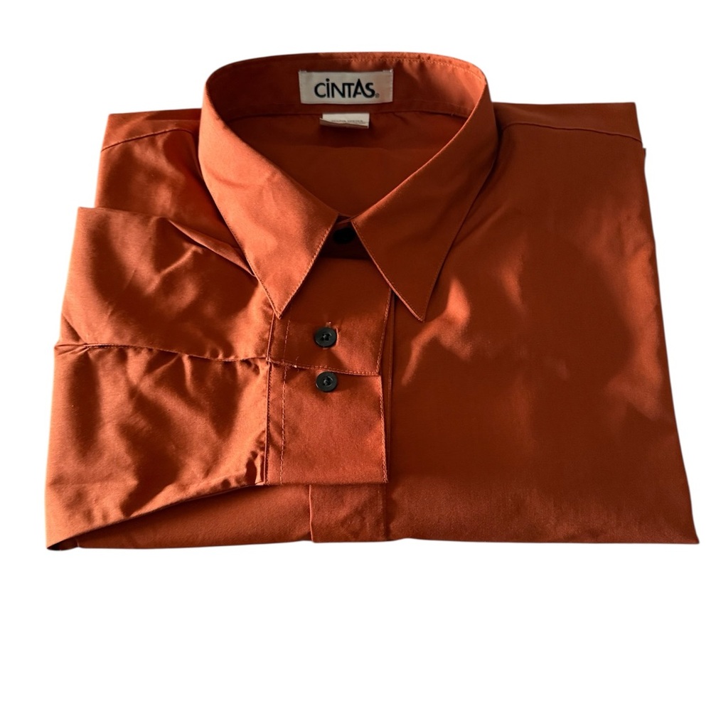 Cintas Uniform Men's Burnt Orange Dress Shirt Size XL.